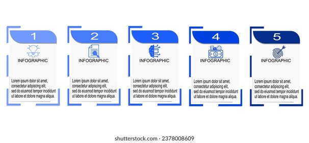 Timeline with 5 steps, label and marketing icons.Business infographics template.You can used for process diagram, presentations, workflow layout, banner, flow chart.