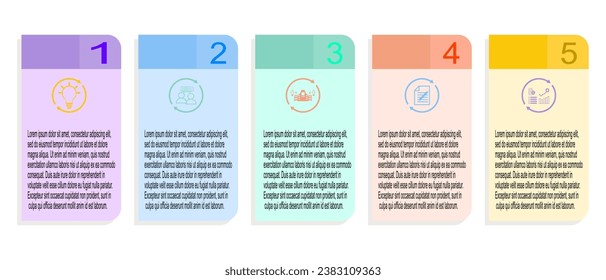 Timeline with 5 steps, label and marketing icons.Business infographics template.You can used for process diagram, presentations, workflow layout, banner, flow chart.
