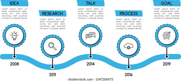 Timeline with 5 steps. Minimalist infograph. Vector
