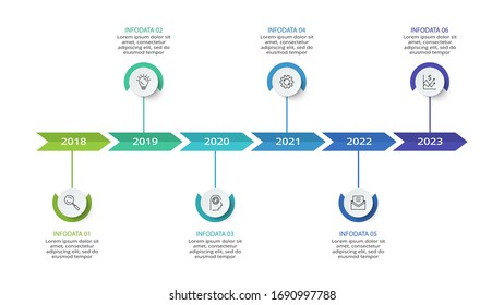 Timeline with 6 elements, infographic template for web, business, presentations, vector illustration.