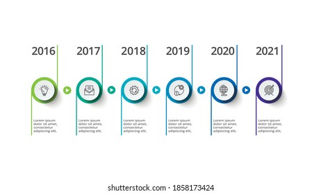 Timeline with 6 elements, infographic template for web, business, presentations, vector illustration.