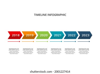 Timeline with 6 elements, infographic template for web, business, presentations, vector illustration