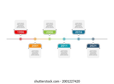 Timeline with 6 elements, infographic template for web, business, presentations, vector illustration