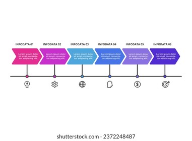 Timeline with 6 elements, infographic template for web, business, presentations, vector illustration