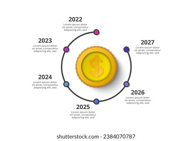 Timeline with 6 elements, infographic template for web, business, presentations, vector illustration