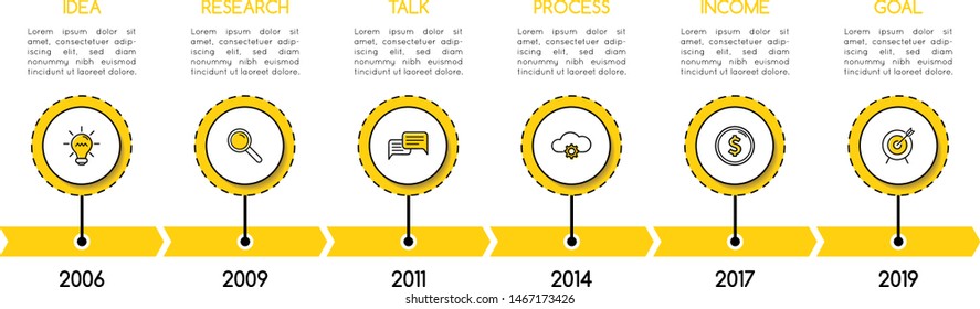 Timeline with 6 options. Simple infographic. Vector
