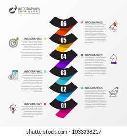 Timeline with 6 steps. Infographic design template. Business concept. Vector illustration