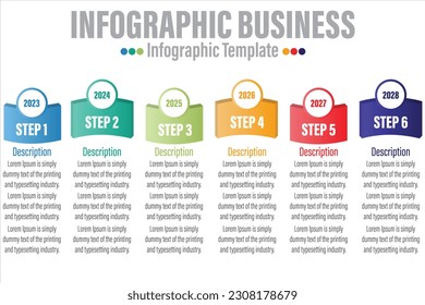 Timeline 6 Steps, six 6 option shape table chart elements with steps,road map,options,milestone,timeline,processes or workflow.Business data visualization.Creative step infographic template 
