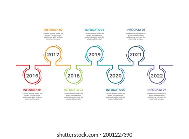 Timeline with 7 elements, infographic template for web, business, presentations, vector illustration