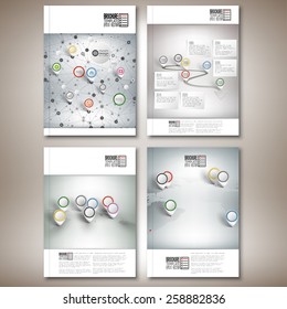 Timeline, abstract network and world map with pointer marks. Brochure, flyer or report for business, template vector.