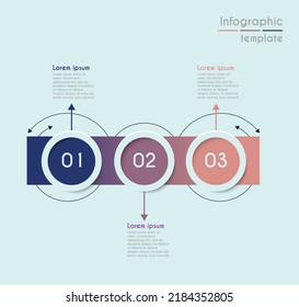Línea de tiempo Resumen de tres pasos Plantilla de diseño infográfico e iconos de marketing. La ilustración vectorial se puede utilizar para diseño de flujo de trabajo, diagrama, opciones de número, diseño web.