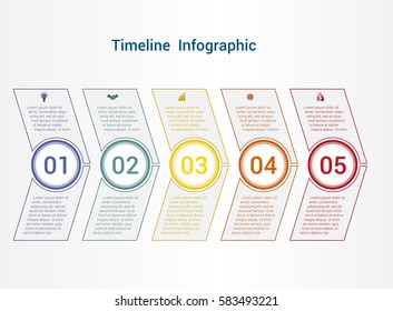 Timeline or area chart, diagram data Elements For Template infographics 5 position. Business strategy.