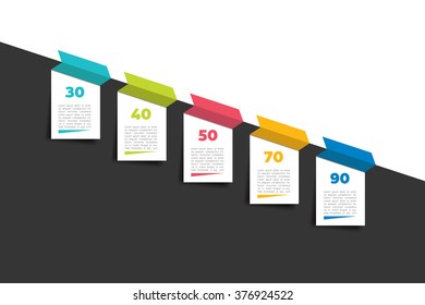Timeline arrow banner. Step by step report template. Vector.