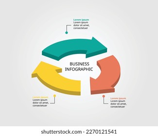 timeline arrow circle chart template for infographic for presentation for 3 element