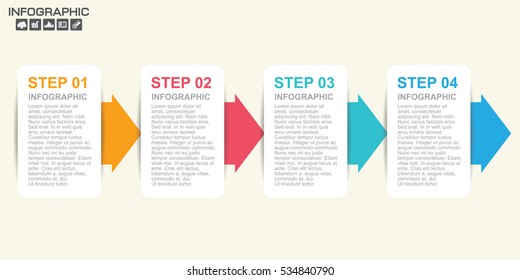 Timeline Arrow Infographics template 4 stepoptions. Isolated design elements. Vector illustration.