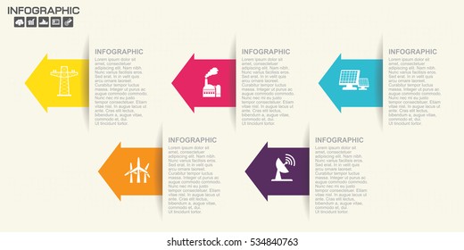 Timeline Arrow Infographics template 5 step options. Isolated design elements. Vector illustration.