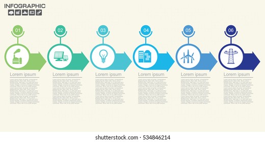 Timeline Arrow Infographics template options. Isolated design elements. Vector illustration.