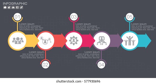 Timeline Arrow Infographics template options. Isolated design elements. Vector illustration.