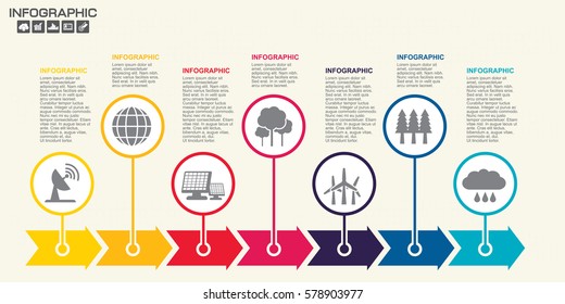 Timeline Arrow Infographics template options. Isolated design elements. Vector illustration.