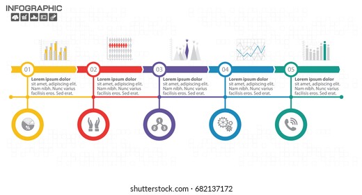 Timeline Arrow Infographics template options. Isolated design elements. Vector illustration.