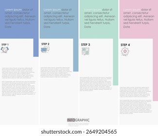 timeline arrow weekly planner schedule project diagram Infographics template for business. 4 step modern Timeline schedule diagram with presentation vector timeline week infographics.