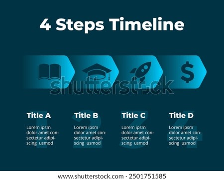 Timeline arrows 4 steps. Infographic Roadmap. Pathway Presentation Template. Road arrow chart. Workflow structure. Diagram task section. Parts, options line navigation. Chronology way