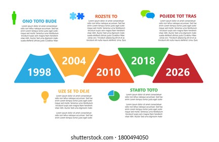Timeline background with place for text and color infographic icons - vector