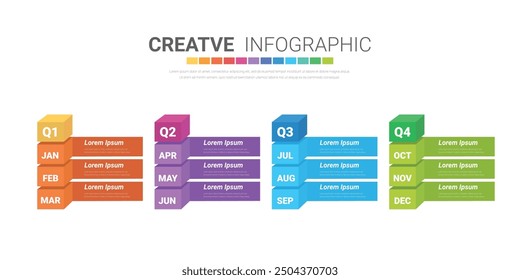 Timeline business for 12 months, Infographics element design and Presentation can be used for Business concept with 12 options, steps or processes. EPS vector.