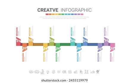 Timeline for business 4 quarter in 1 year, 12 months. Infographic template can be used for workflow, process diagram, flow chart, EPS vector.