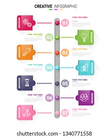 Timeline business for 7 day, 7 options, Timeline infographics design vector and Presentation business can be used for Business concept with 7steps or processes.