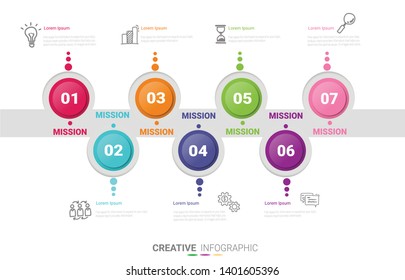 Timeline business for 7 day, 7 options, Timeline infographics design vector and Presentation business can be used for Business concept with 7steps or processes. 