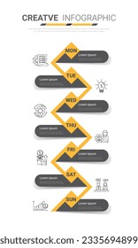 Timeline business for 7 day, 7 options, infographic design vector and Presentation can be used for workflow layout, process diagram, flow chart. EPS Vector.