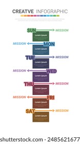 Timeline business for 7 day, 7 options, infographic design vector and Presentation can be used for workflow layout, process diagram, flow chart. EPS Vector.