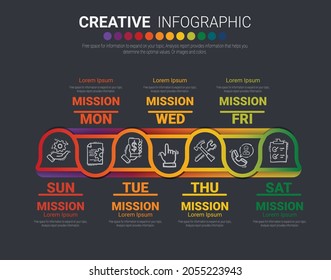 Timeline business for 7 day, Presentation business can be used for Business concept with 7 options, steps or processes. 