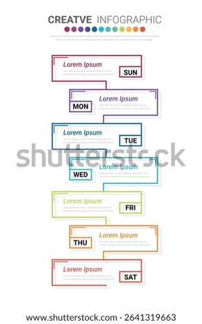 Timeline, Timeline business for 7 day, week, infographics design vector and Presentation can be used for Business concept with 7 options, steps or processes. EPS Vector.