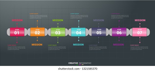 Timeline business for 7 steps, Timeline infographics design vector and Presentation business can be used for Business concept with 7 day, steps or processes.