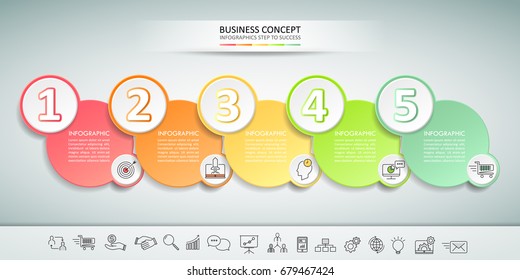 Timeline business concept infographic template 5 steps, can be used for workflow layout, diagram, number options, timeline or milestones project.