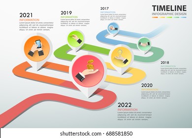 Timeline business concept infographic template 5 steps, can be used for workflow layout, diagram, number options, timeline or milestones project.