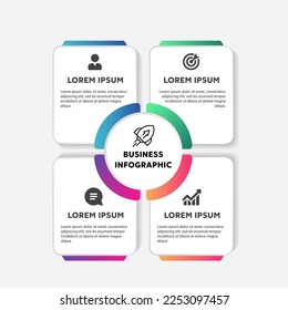 Timeline business infographic colorful  color with circle and square  template design with icons ,number and 4 options or steps,Vector illustration.