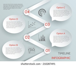 Timeline business infographic with graphs and paper options vector illustration