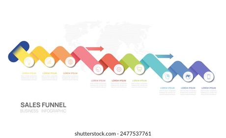 Timeline business infographic, presentation business infographic timeline with 9 steps. vector illustration.