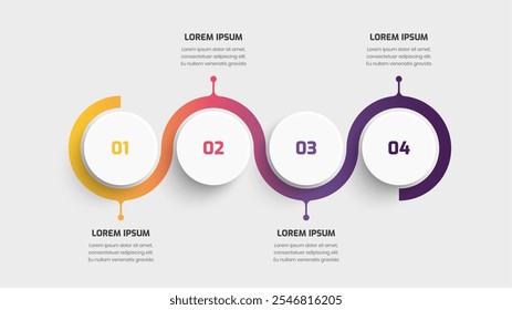 Timeline Business Infographic Presentation Template with Abstract Design, 4 Numbers and Icons