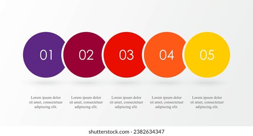 Timeline, business presentation or infographic with 5 options.