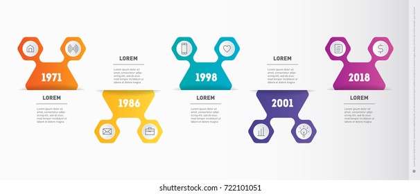 Timeline, Business presentation or infographic including 5 option. Vector dynamic infographics of technology or education process with 5 steps. Web Template of a info chart, mindmap or diagram