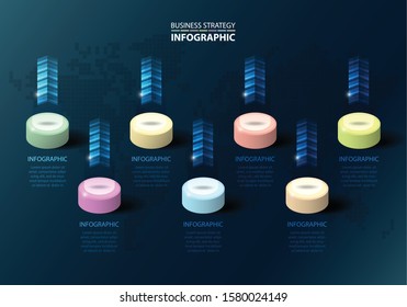 Timeline Business strategy infographic vector illustration design template with blue blackground theme digital transformation
