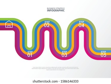 Timeline Business strategy infographic vector illustration design template with white  background,  digital theme.