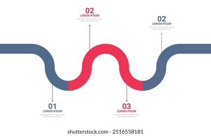 Plantilla de infografía de hoja de ruta de Vector empresarial de línea de tiempo. Diagrama de proceso, 3 opciones sobre fondo blanco, Ilustración vectorial de Elementos de infografía.