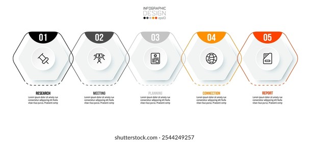 Modelo de infográfico comercial do gráfico de linha do tempo.
