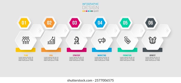 Timeline chart business infographic template.
