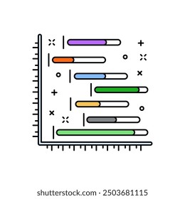 Timeline Chart Fill Color Icon, Vector illustration